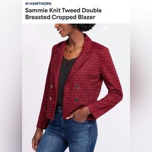 41 Hawthorn NWT Burgundy Tweed Double Breasted Cropped Blazer size Large